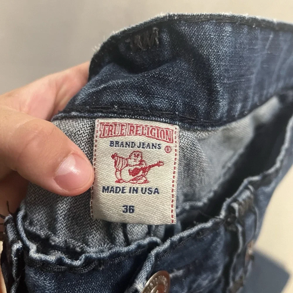 Vintage True Religion Ricky Super T Jeans Men's 36x28 Flap Pocket Raw Hem